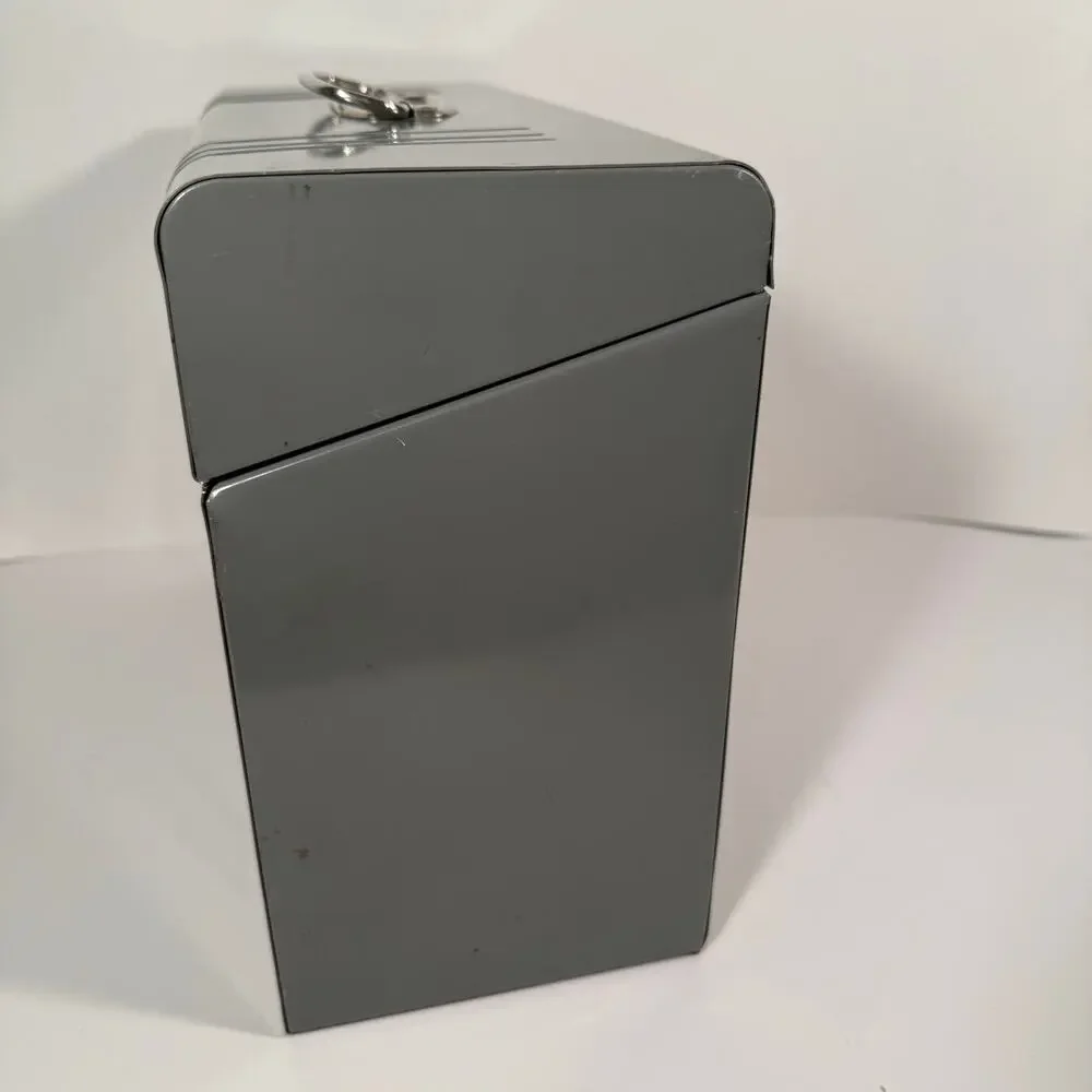 Vintage Metal File Box Gray 12.5” x 4.5” x 8.5”